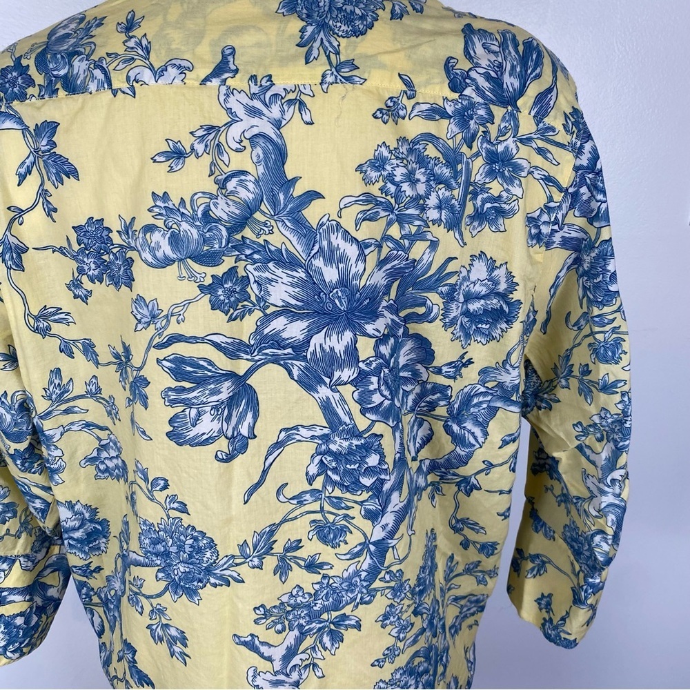 Zara Basic Tunic Blouse Button Down Blue Yellow F… - image 6